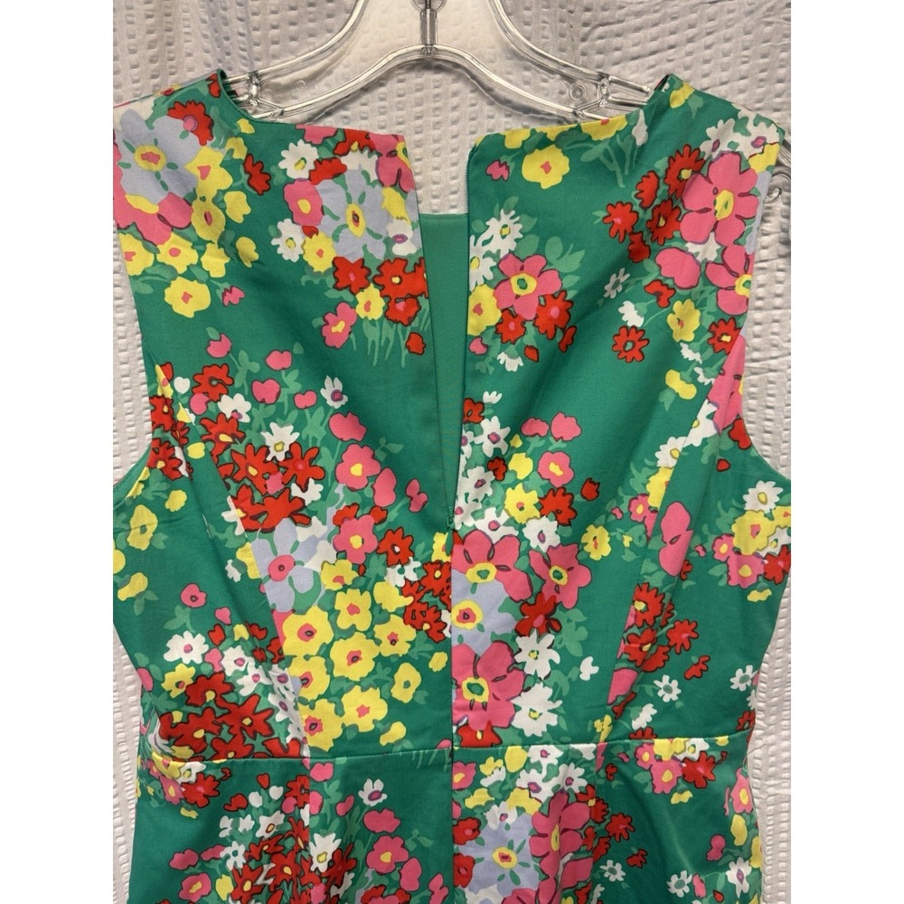 Talbots Women's SZ 2P Floral Sleeveless Fit and Flare Midi Dress‎ Green Pink - Picture 12 of 14
